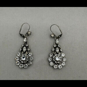 Sorelli Tear Drop White Rhinestone Silver Tone Earrings